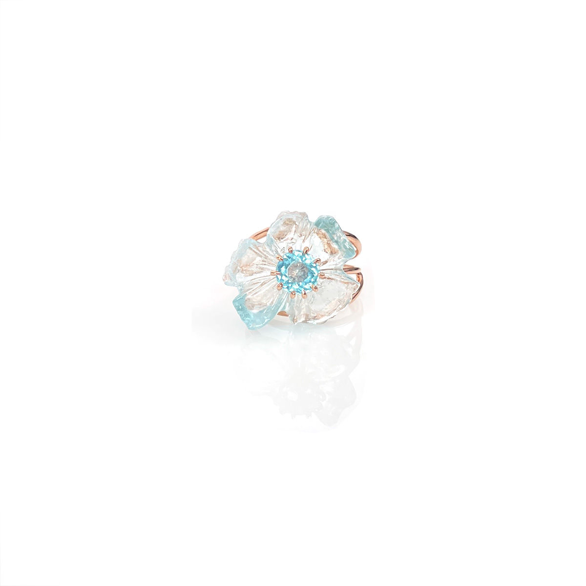 O'KEEFFE PASSION aquamarine & apatite 10K rose gold ring