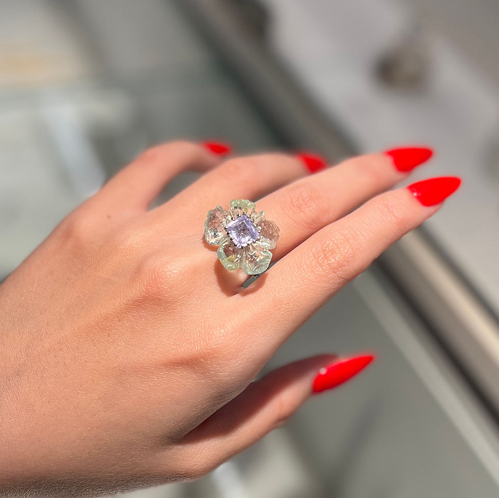 Thumbnail: PETALE’A PASSION aquamarine & blue spinel 14K white gold ring