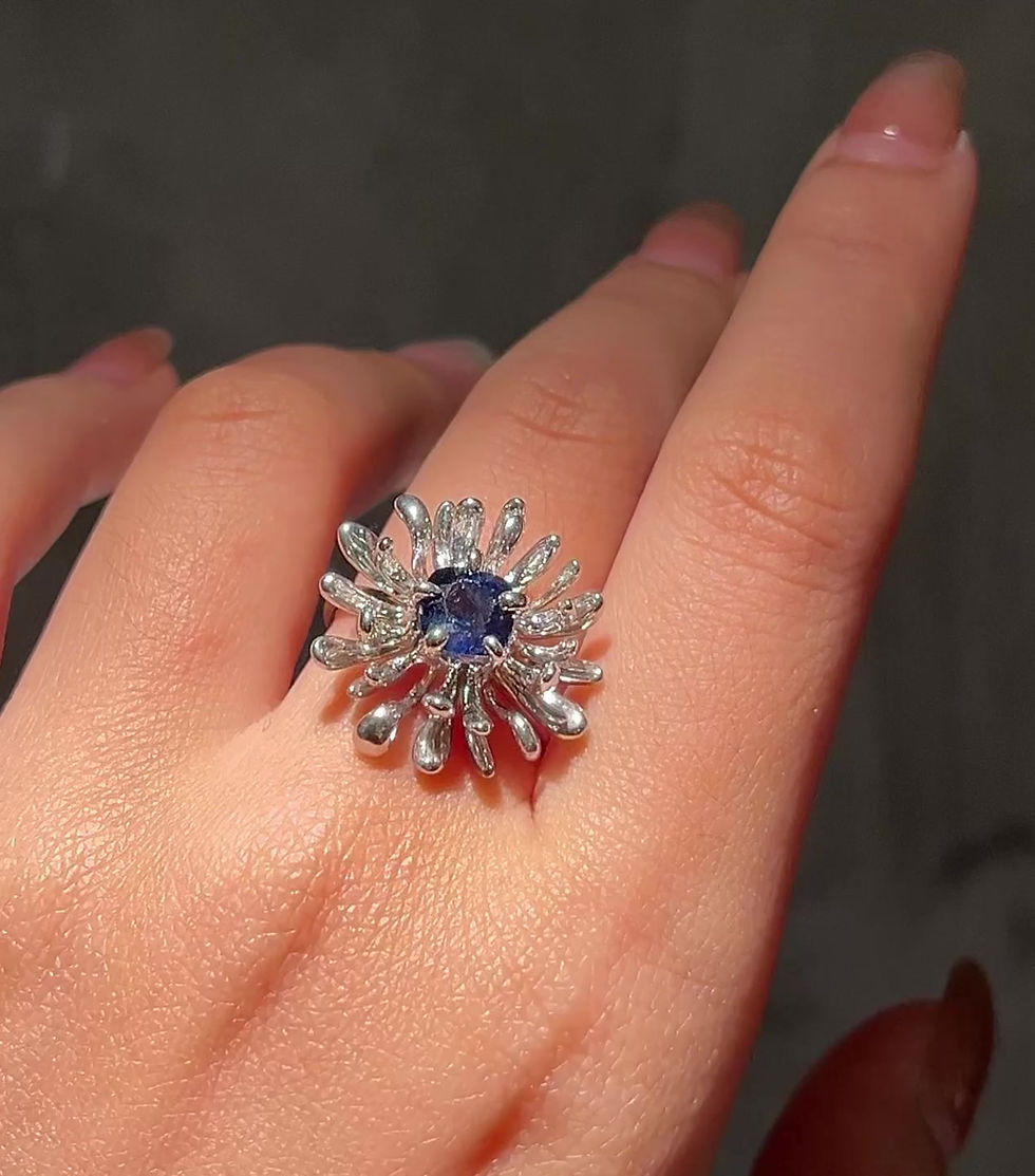 Thumbnail: CHRYSANTH MINI blue spinel 14K white gold ring
