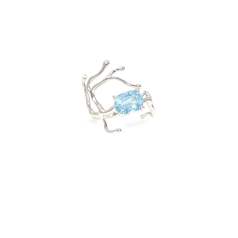 Thumbnail: BRANCHY aquamarine silver ring