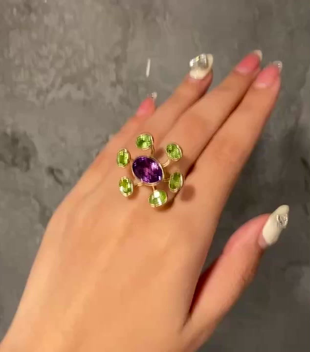 Thumbnail: MIA amethyst & peridot 10K gold ring
