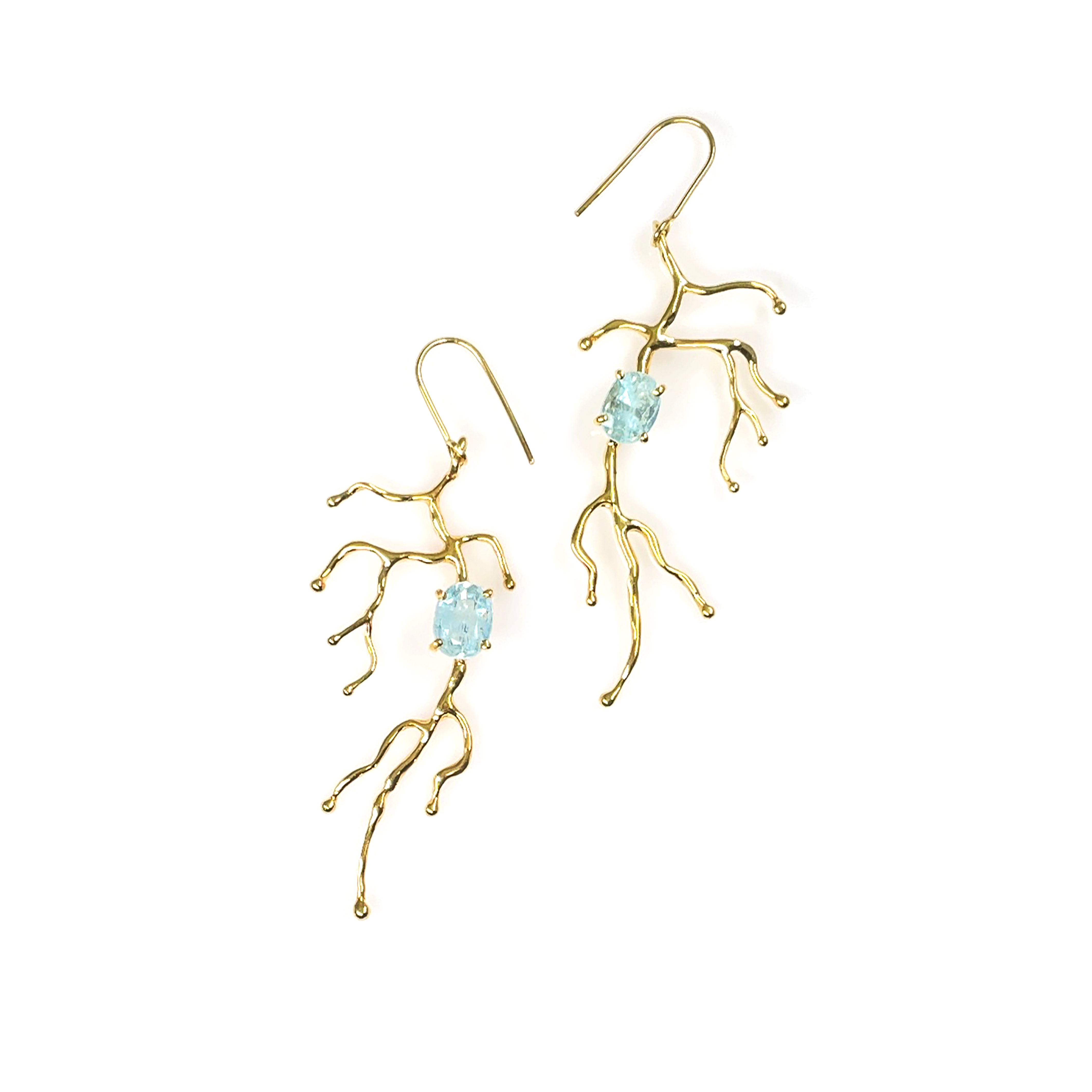 BRANCHY aquamarine silver earrings