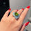 Thumbnail: O'KEEFFE PASSION aquamarine & peridot 10K gold ring