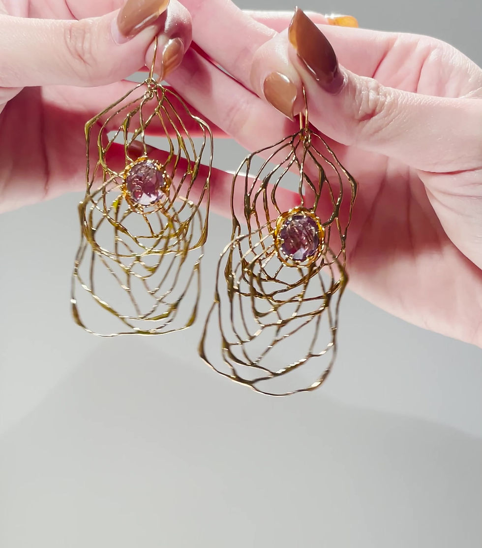 Thumbnail: PEACOCK amethyst silver earrings