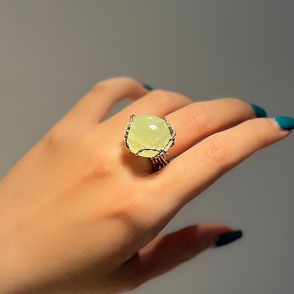 Thumbnail: WENDY prehnite oval silver ring