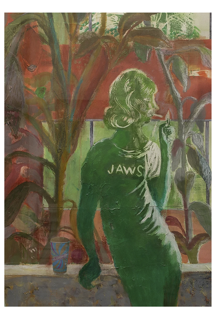 Mette Vangsgaar, Gouache, woodcut on paper, 100 x 70 cm