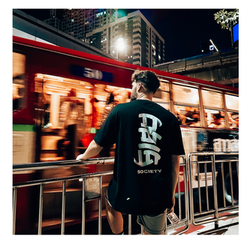 Model wearing 0815 SOCIETY shirt in Bangkok