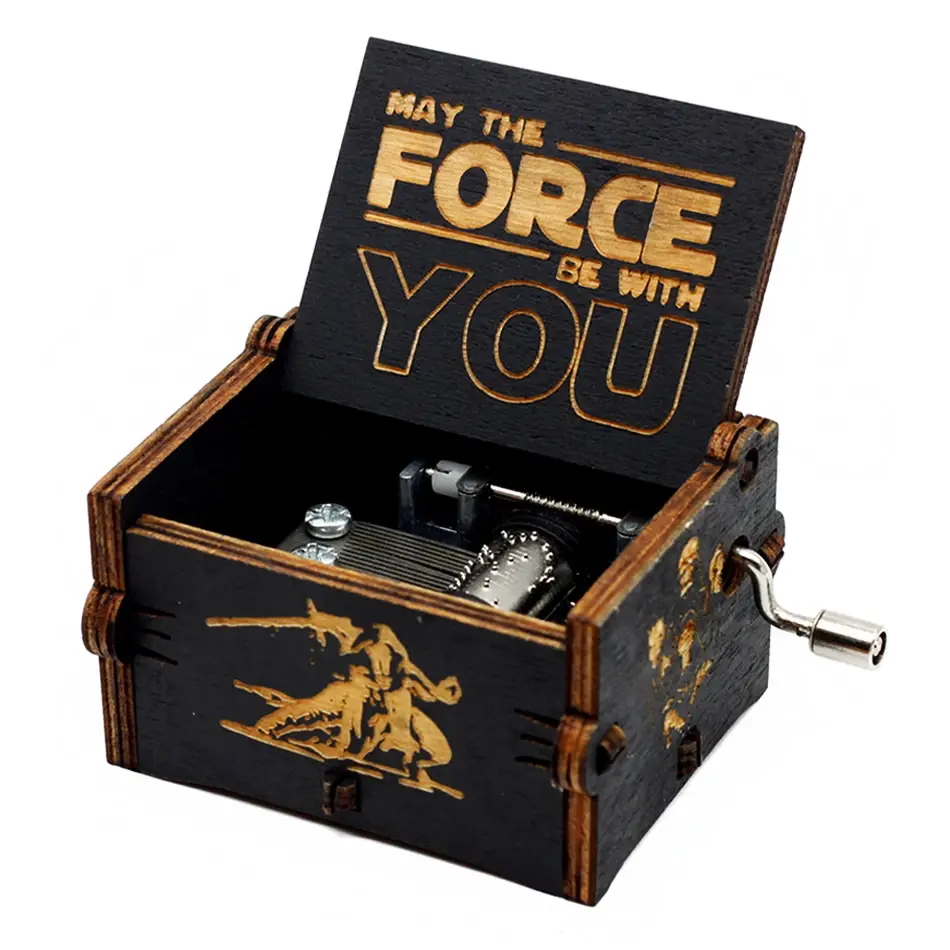 Thumbnail: Music Box Antique carved Wooden Hand Crank The legend Zelda, One piece and more
