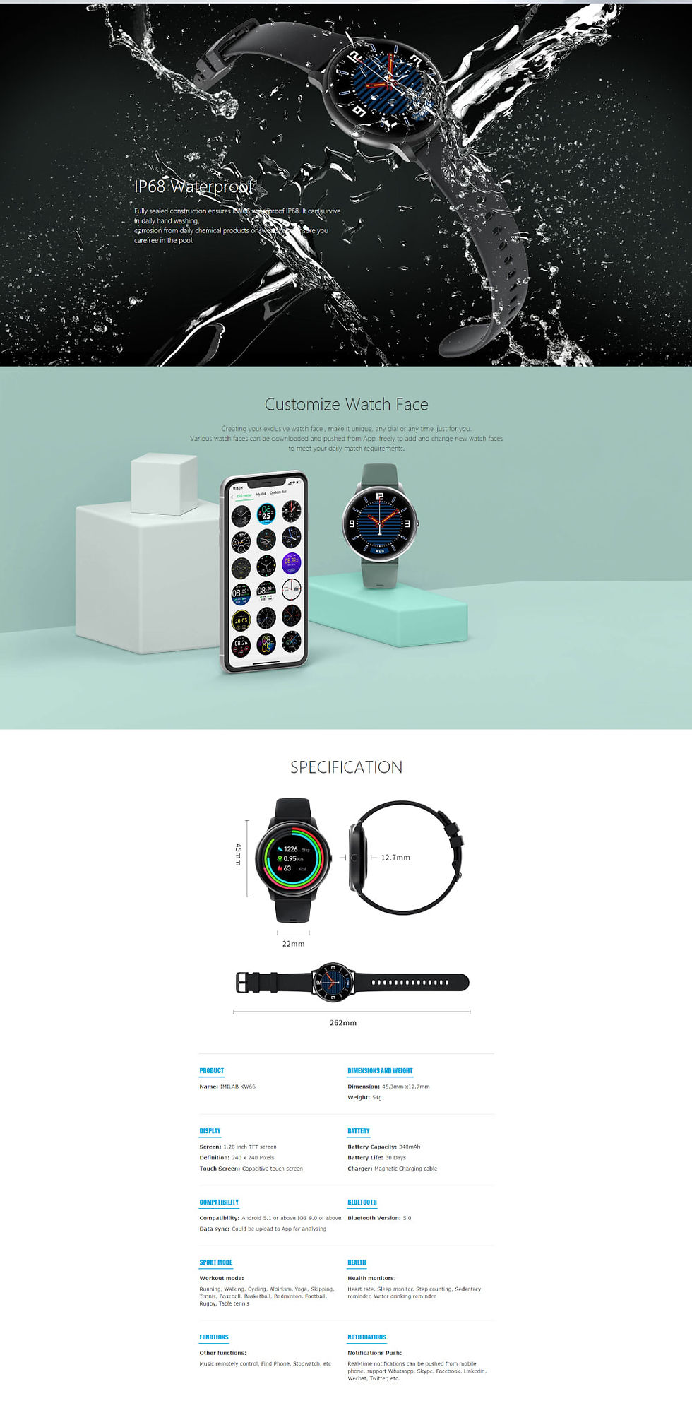 Thumbnail: Imilab KW66 Activity Band