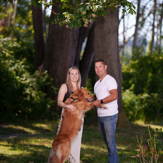 Jessica, Brian, and dog in park