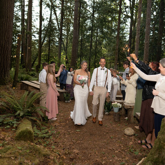 Wedding at Forest Creek Darrington WA in a forest setting.