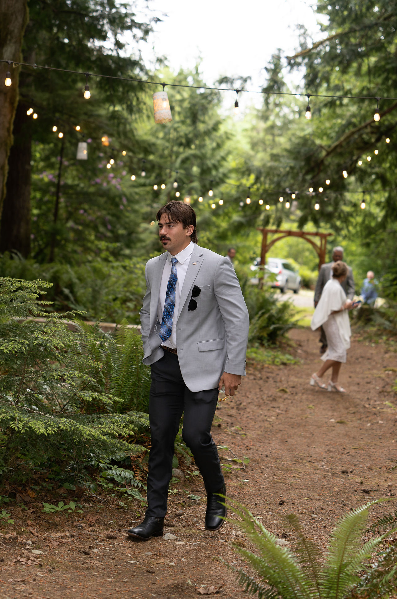 Groom at a wedding in Forest Creek Darrington WA.