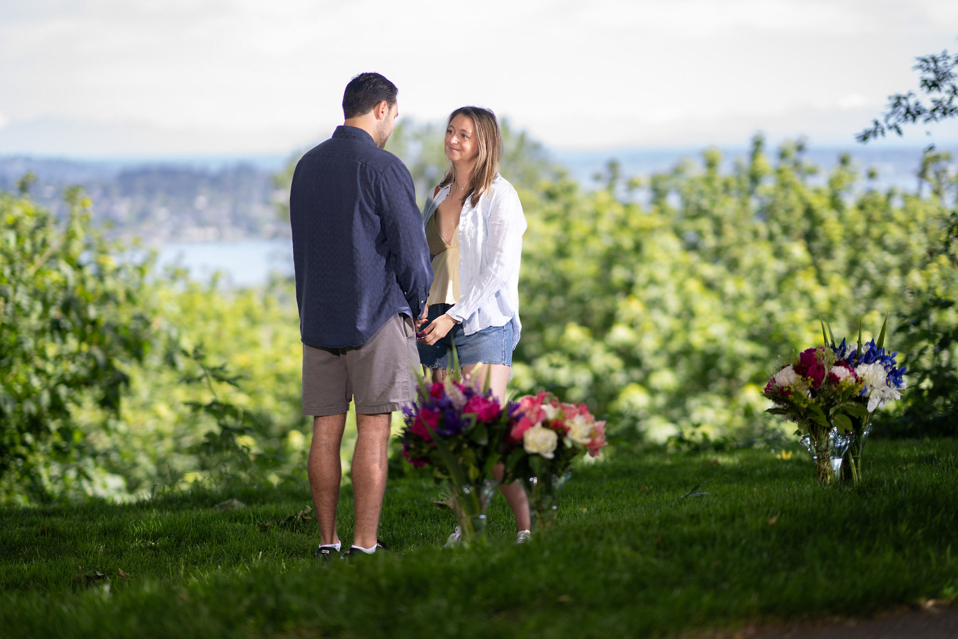 Romantic proposal at Green Lake, Seattle