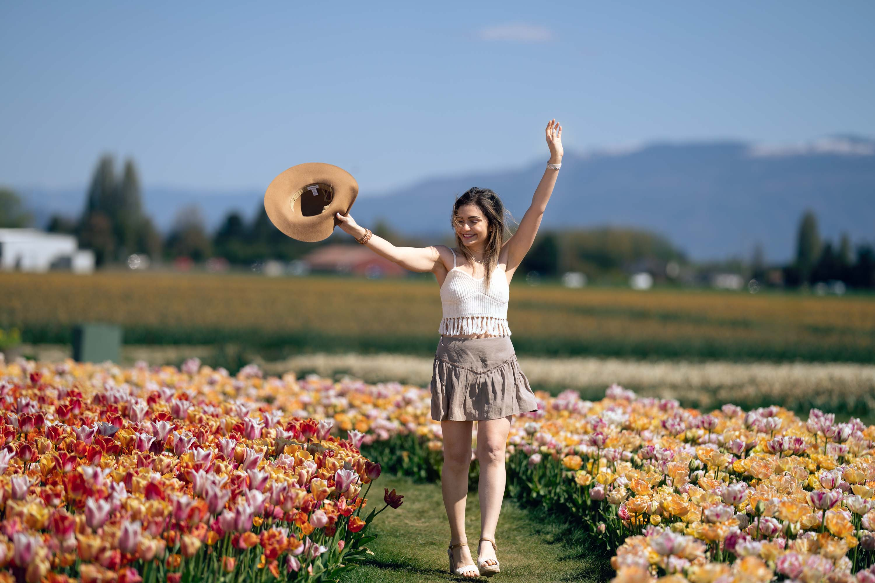 Woman in field at Tulip Festival