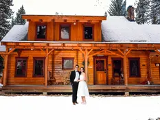Elegant bride and groom exchanging vows in a scenic outdoor wedding captured by Seattle wedding photographer, PhotoYari.