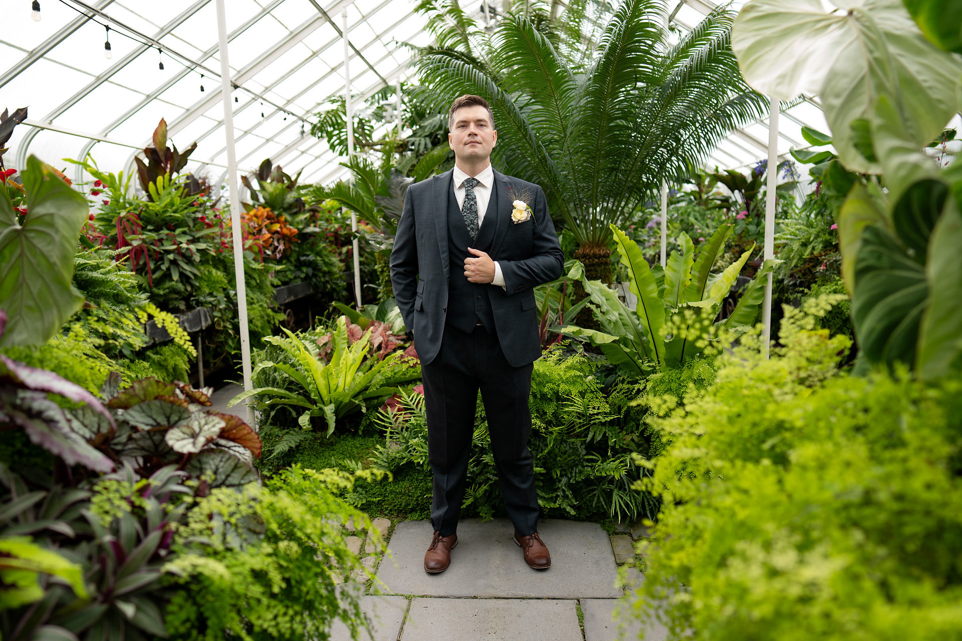 Groom at Volunteer Park Conservatory in Seattle