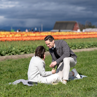 Engagement photo at Skagit Tulip Festival