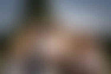 Smiling bride and four bridesmaids with purple bouquet outdoors.