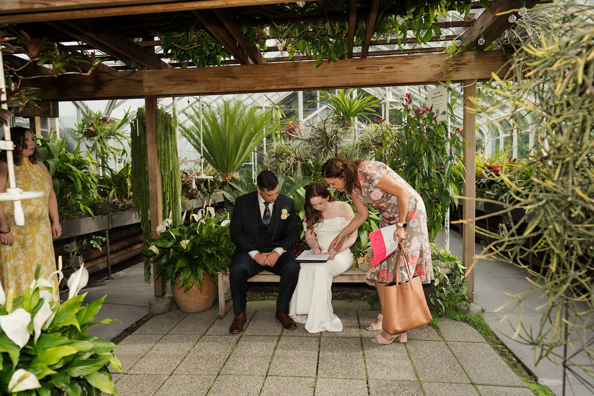Wedding at Volunteer Park Conservatory in Seattle.