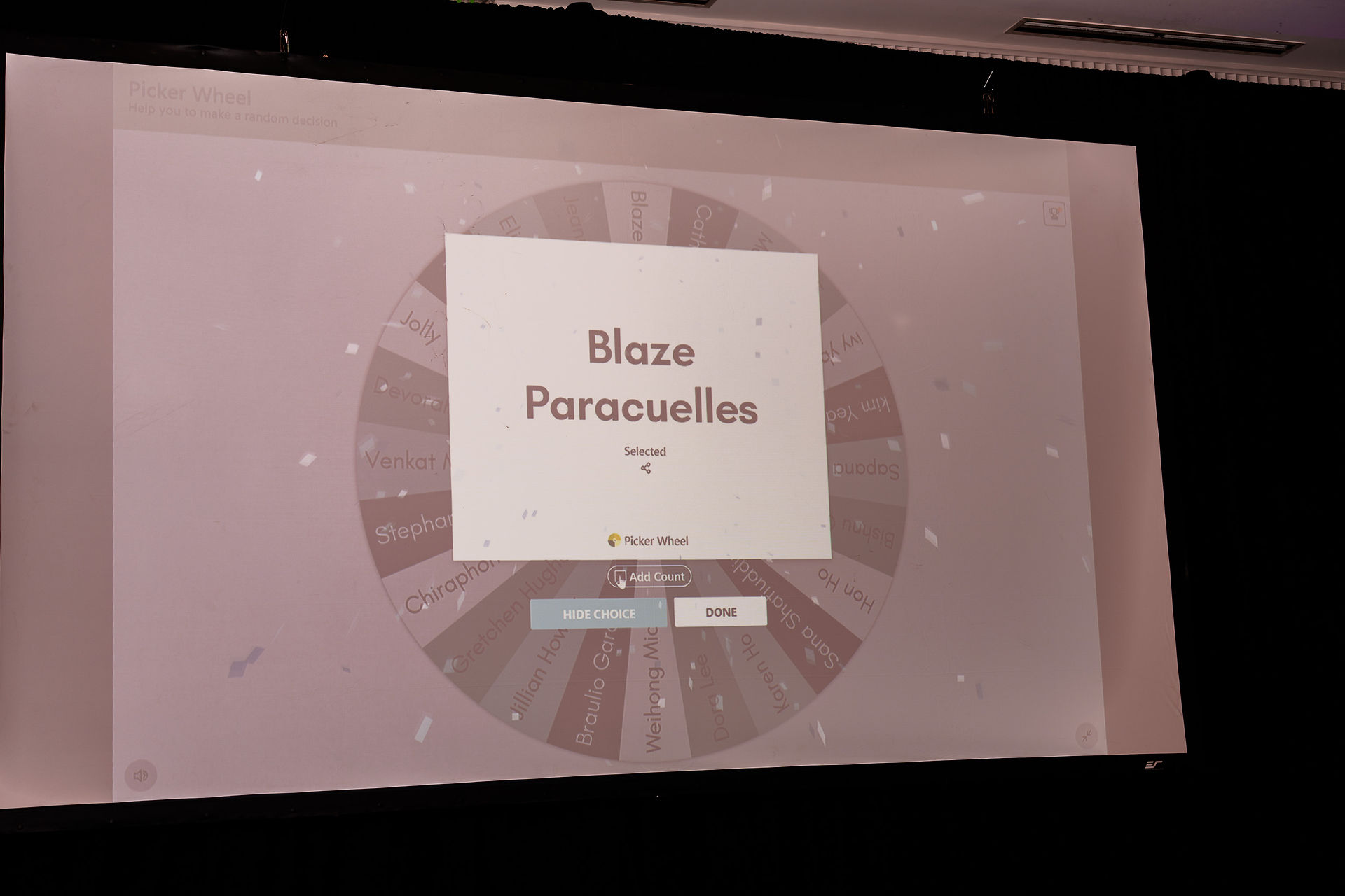 Blaze Paracuelles winner on screen at Seattle event