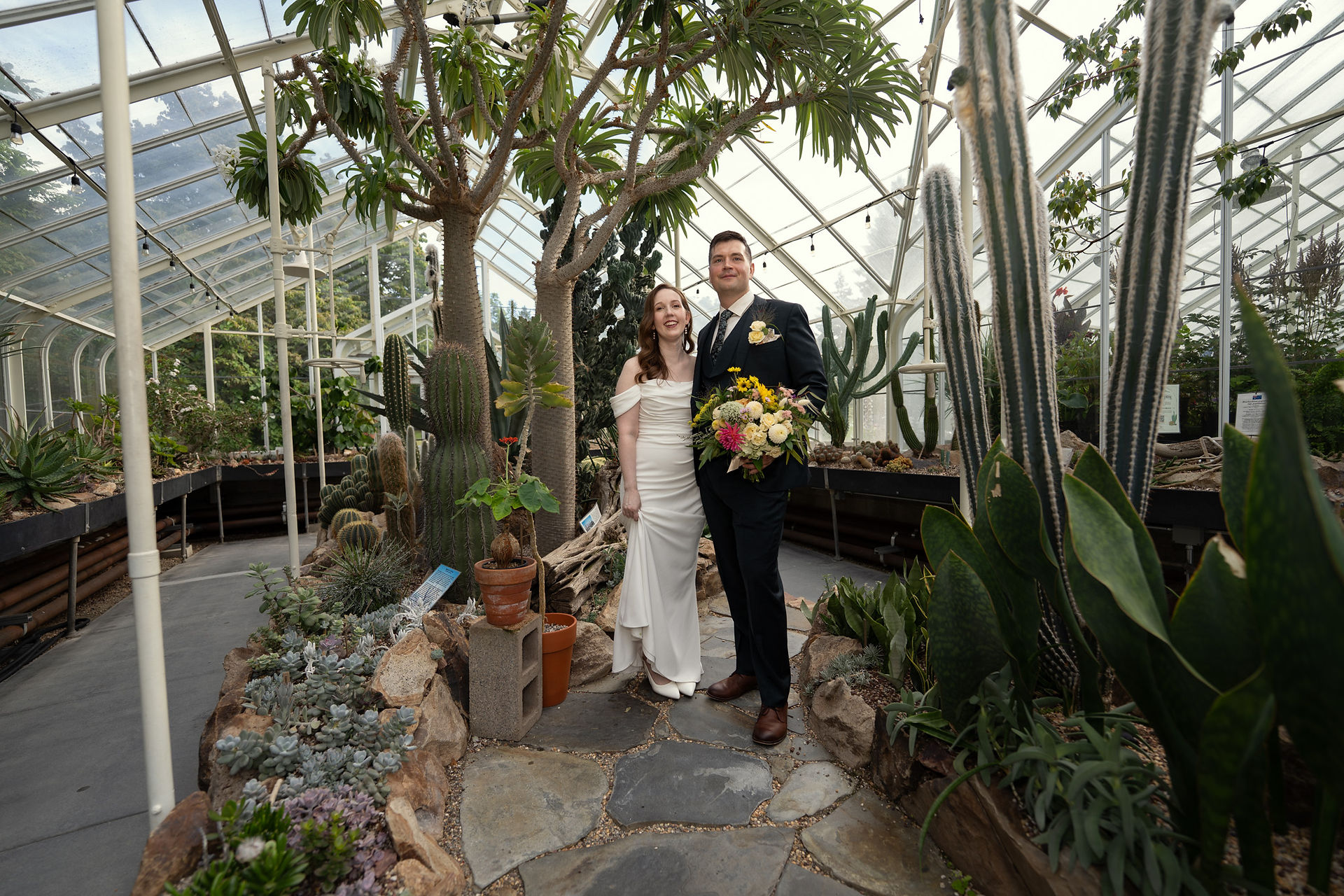 Couple at Volunteer Park Conservatory in Seattle