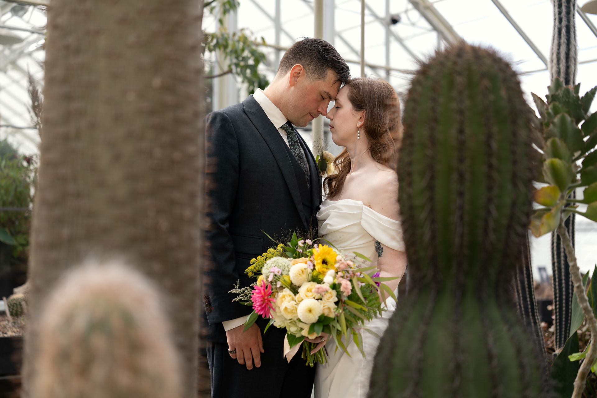 Wedding at Volunteer Park Conservatory in Seattle.