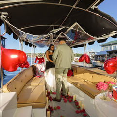 Couple exchanging vows on a boat; Seattle Love Story