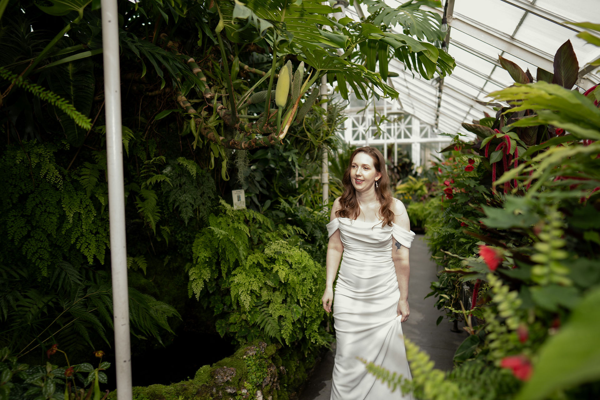 Bride at Volunteer Park Conservatory in Seattle