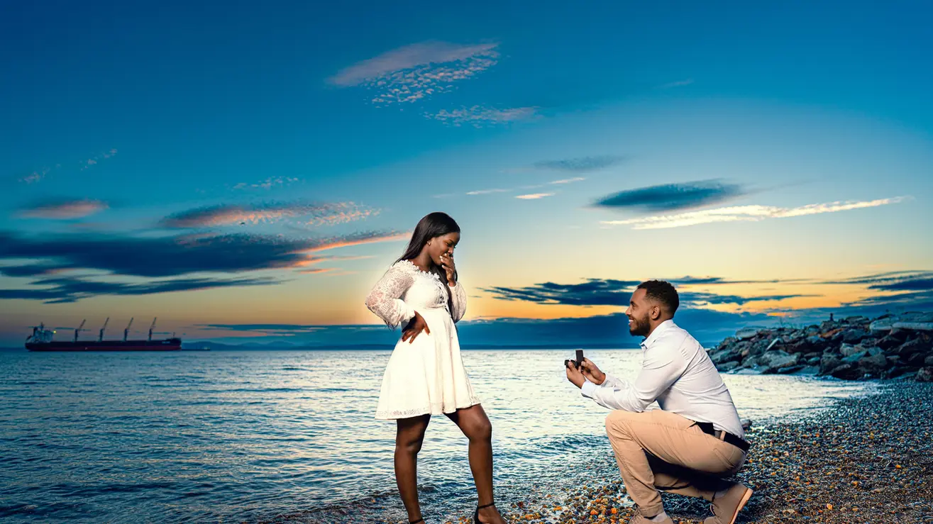 Seattle surprise proposal photographer capturing a romantic engagement moment
