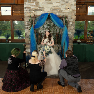 Bride posing for wedding photos at Gold Mountain Golf Club