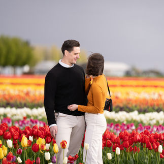 Couple in tulips at Skagit Tulip Festival