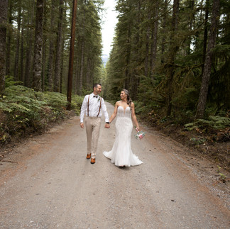 Couple walking at Forest Creek Darrington WA wedding