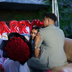 Couple in a boat, Marry me balloons, red roses, she said yes