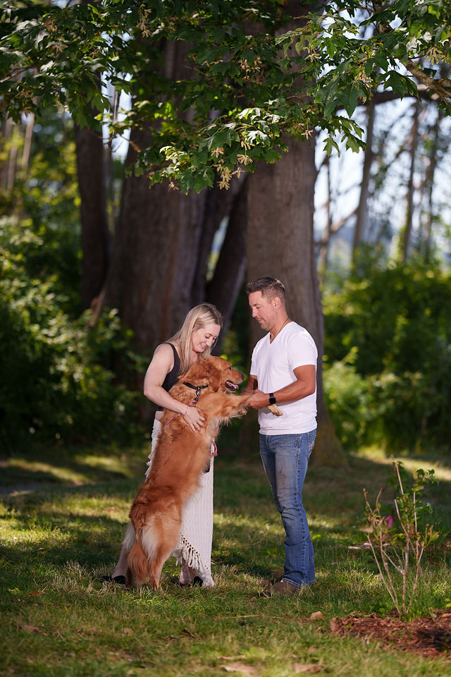 Couple and Golden Retriever at Meadowdale Beach Park