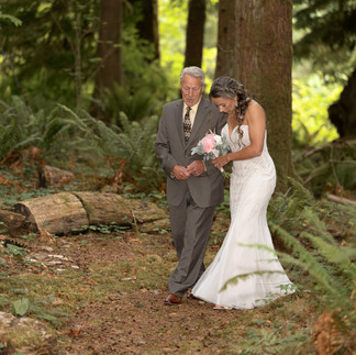 Bride and father walking at Forest Creek Darrington WA