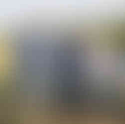 Five men in light blue and navy suits at outdoor wedding.