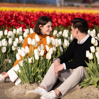 Engagement photo of couple in Skagit Tulip Festival