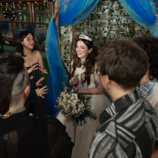 Bride with guests at Gold Mountain Golf Club wedding