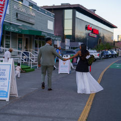 Couple holding hands, Seattle proposal