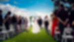 Bride walks down the aisle, guests watching, beautiful outdoor wedding ceremony. PhotoYari