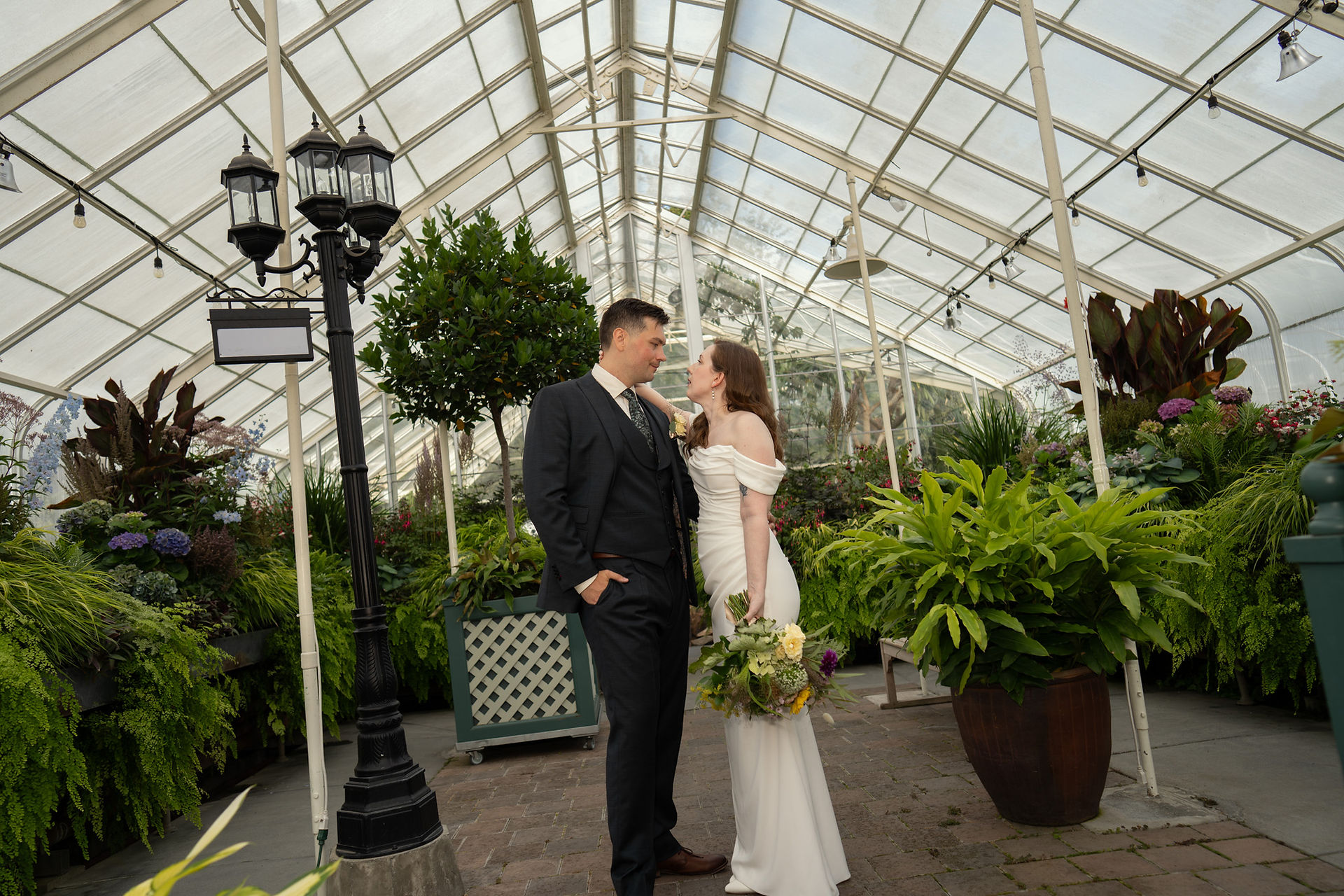 Wedding at Volunteer Park Conservatory in Seattle.
