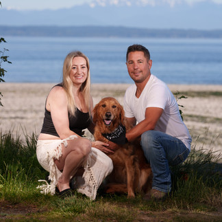 Jessica & Brian with Goldie at Meadowdale Beach