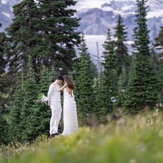 Couple's Mt. Rainier elopement ceremony