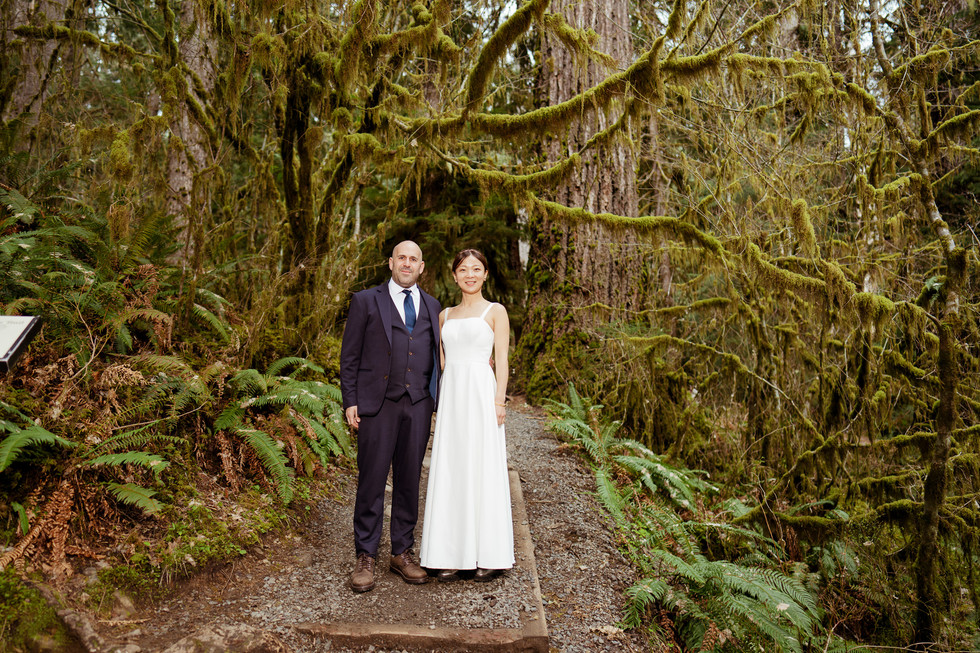 Olympic National Park elopement couple in mossy forest