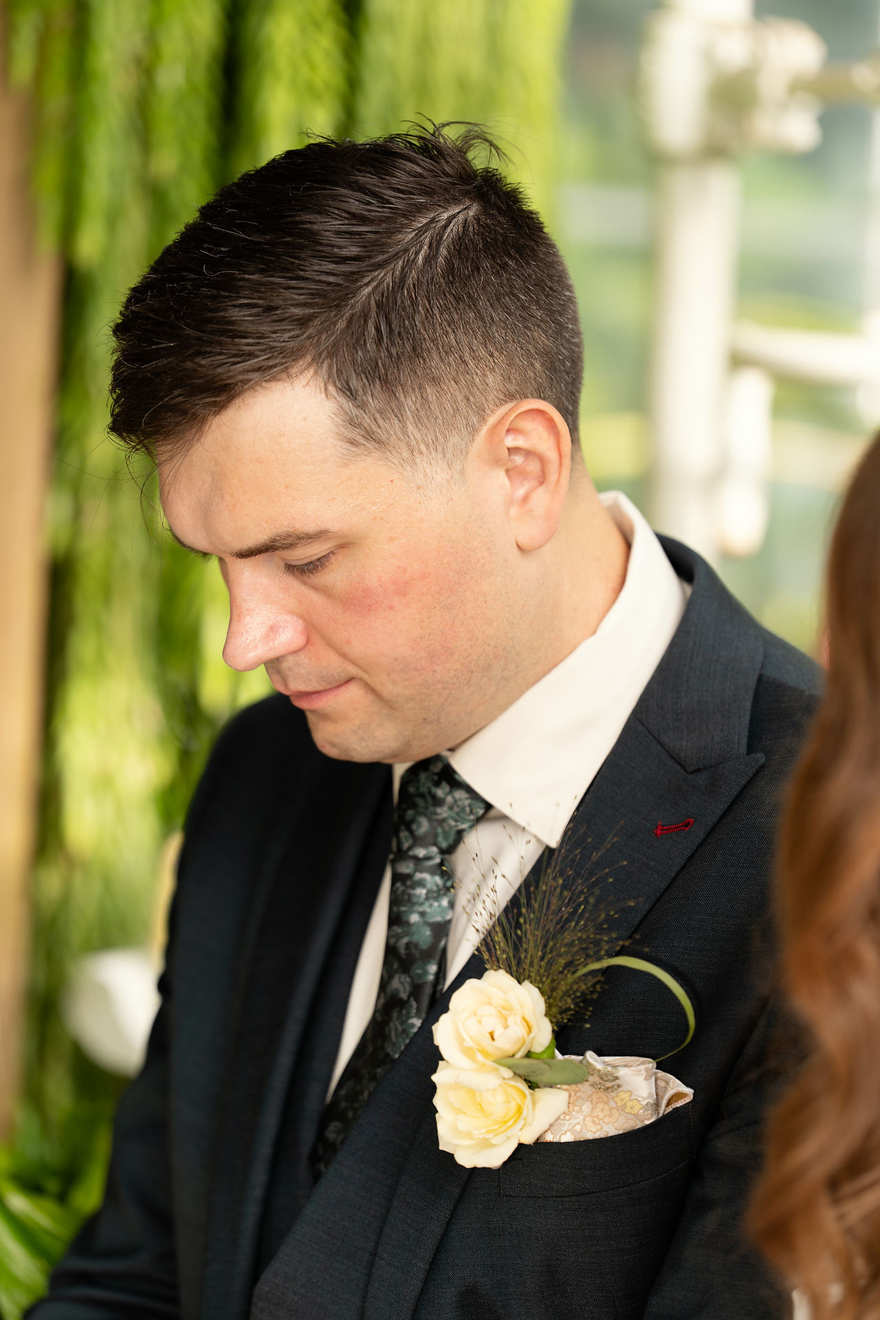 Groom at the Volunteer Park Conservatory in Seattle