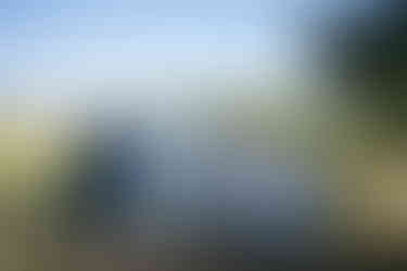 Five men in blue suits posing outdoors with green hills.