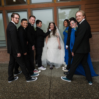 Fun wedding party in sneakers at a Gold Mountain Golf Club wedding