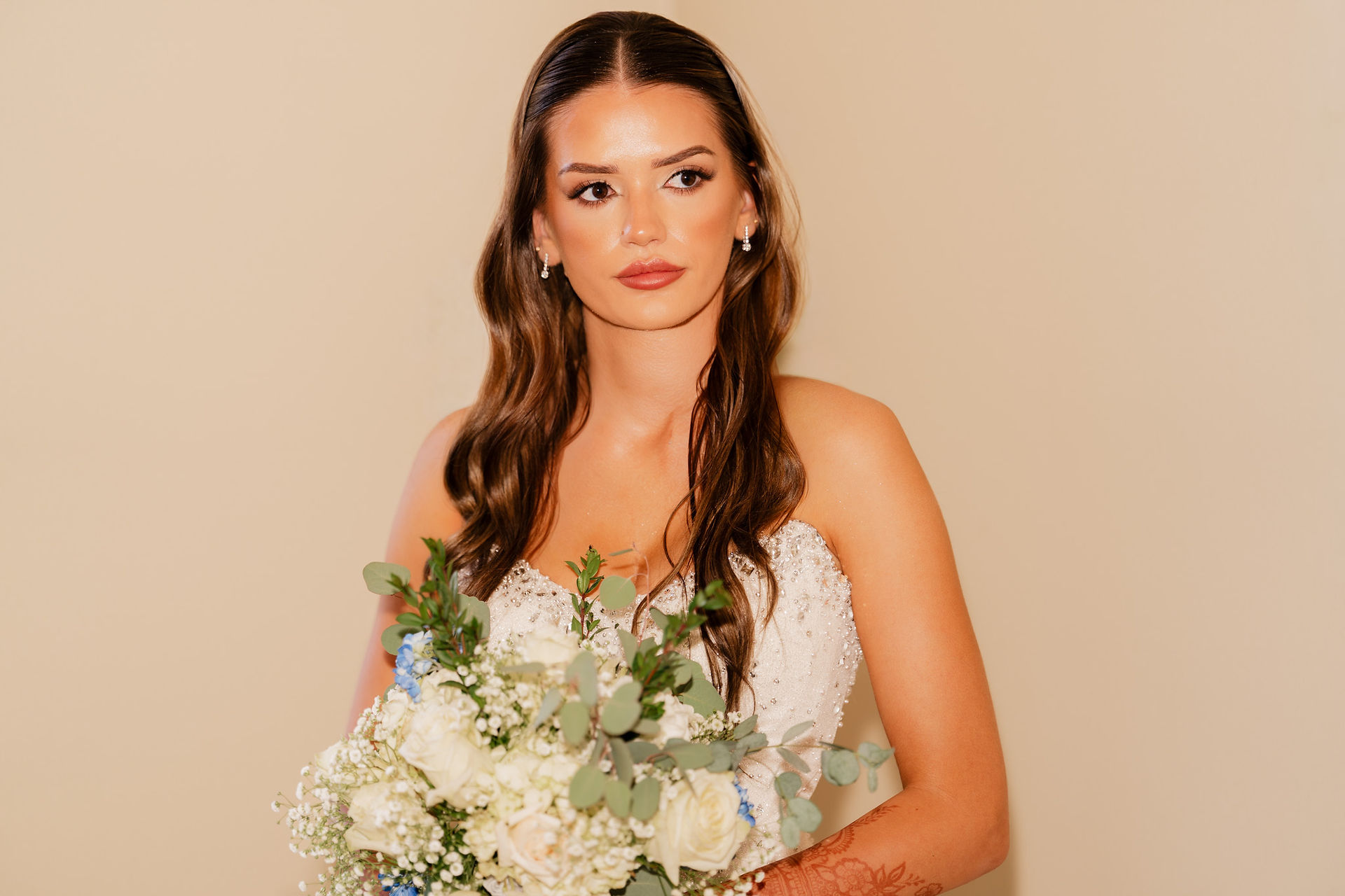 Bride holding bouquet by WA Wedding Photographer