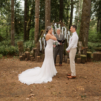 Wedding ceremony at Forest Creek Darrington WA forest