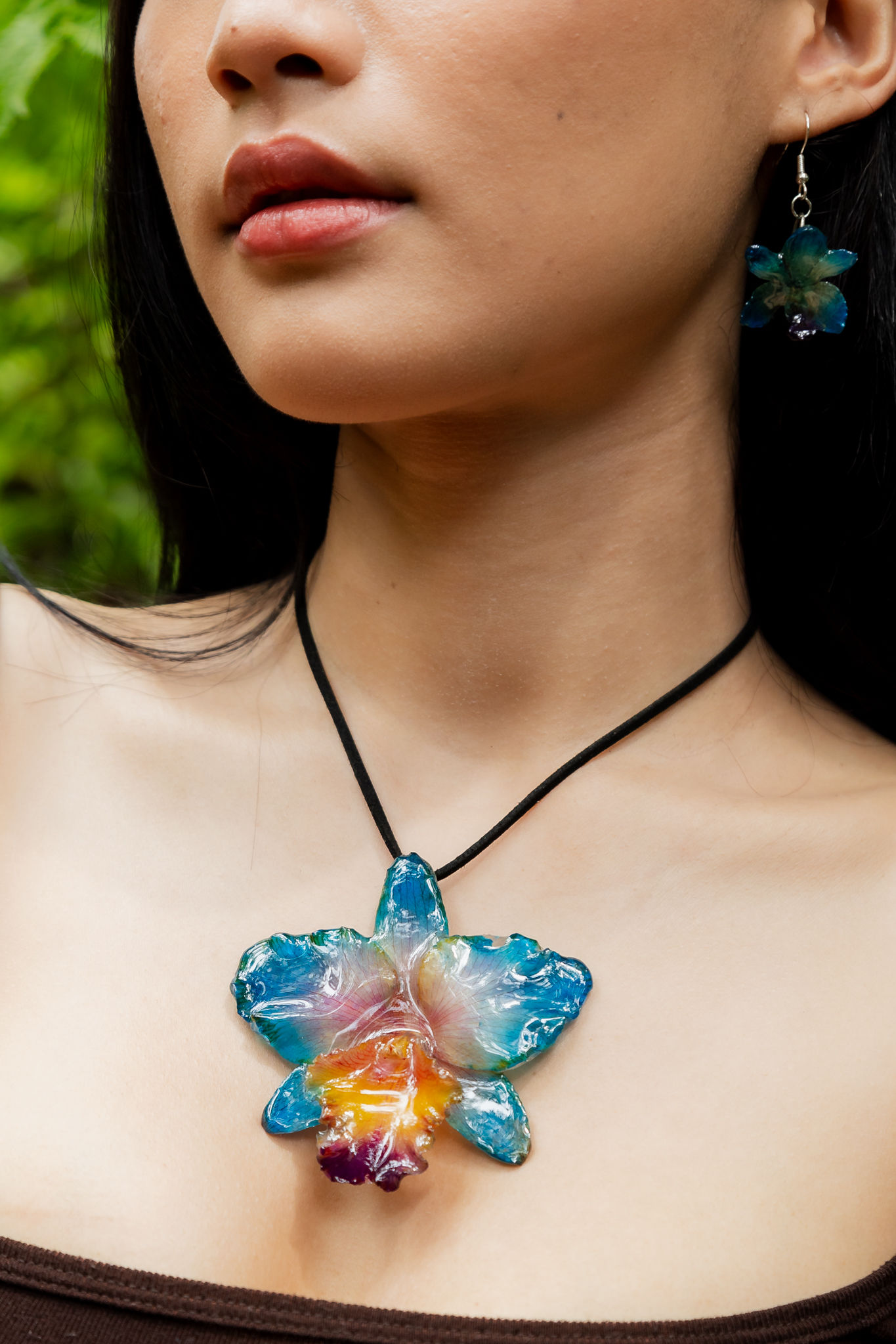 Orchid Real Flower Resin Necklace Collection